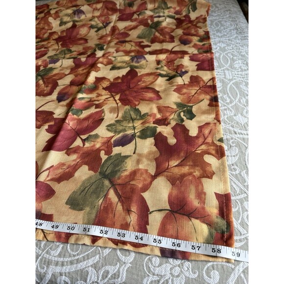 Tablecloth 83"X59" Yellow Green Orange Brown Fall Leaves Autumn Decor Holiday - Picture 2 of 4